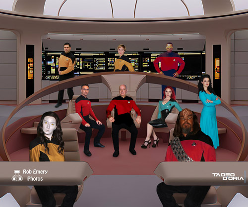 The TNG enterprise bridge crew at their stations